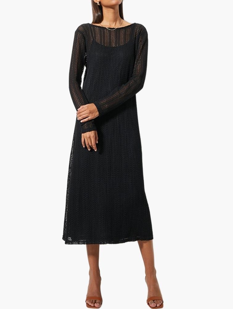 Shop Superbalist Label Fit Flare Crochet Dress Black for Women